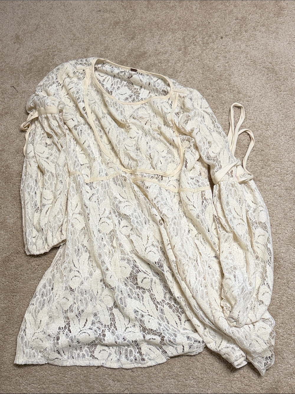 Free people Cream Lace Peasant Top